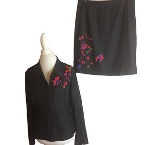 Skirt and Jacket Career Set Embroidered